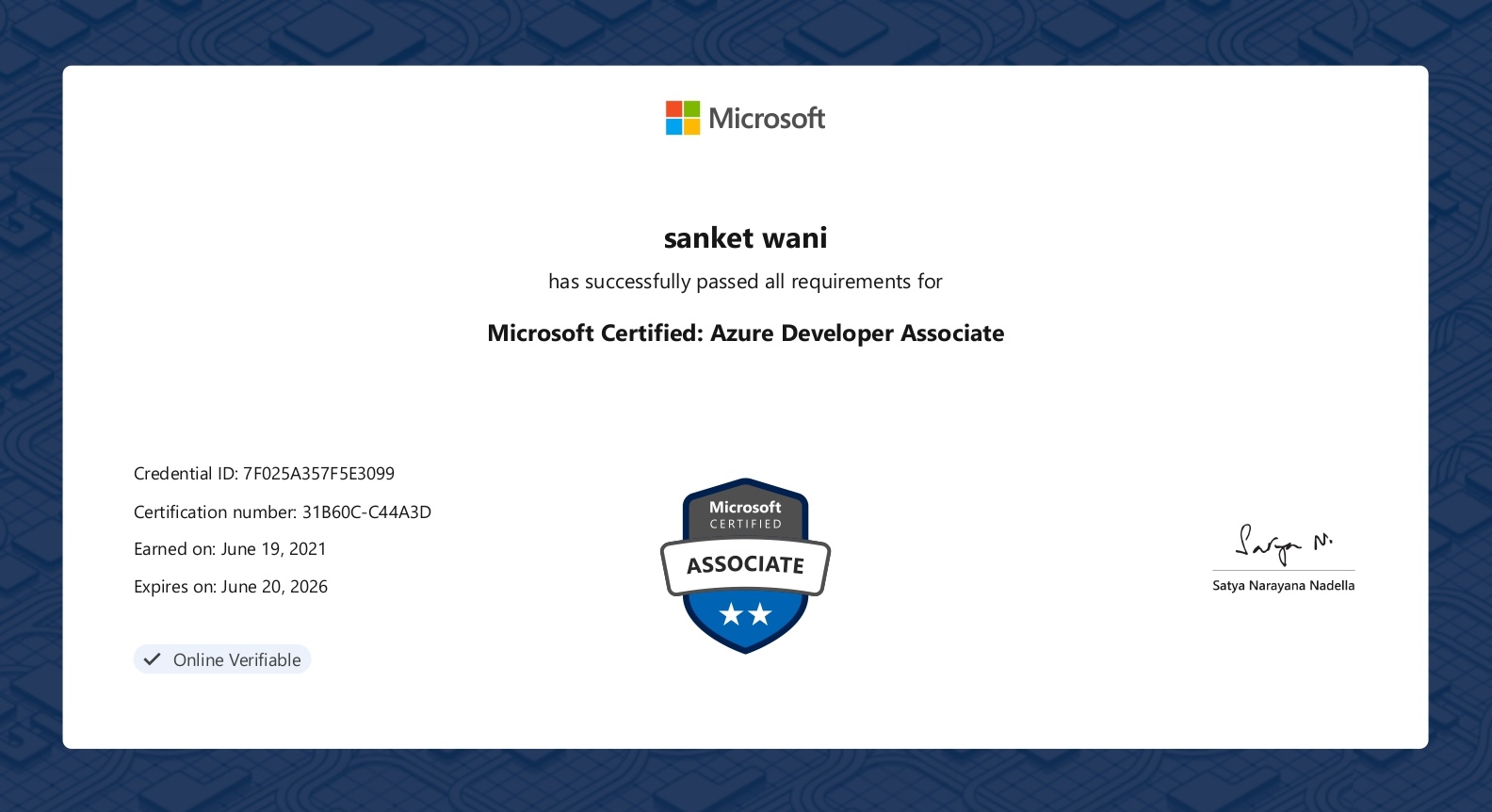 Microsoft Certified: Azure Developer Associate