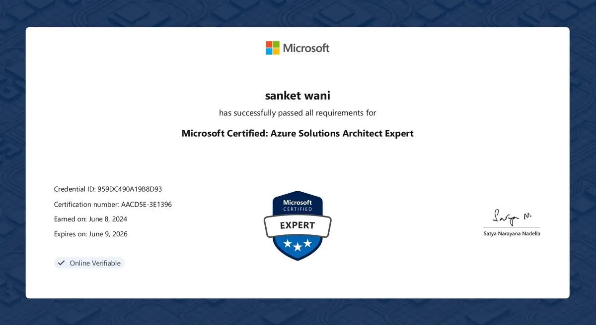 Microsoft Certified: Azure Architect Expert
